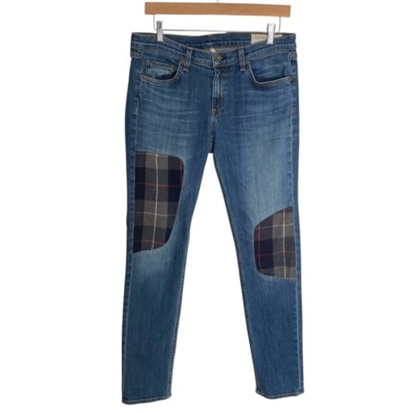 Rag & Bone The Dre Slim Boyfriend Flannel Patch Jeans 29 - Picture 2 of 5